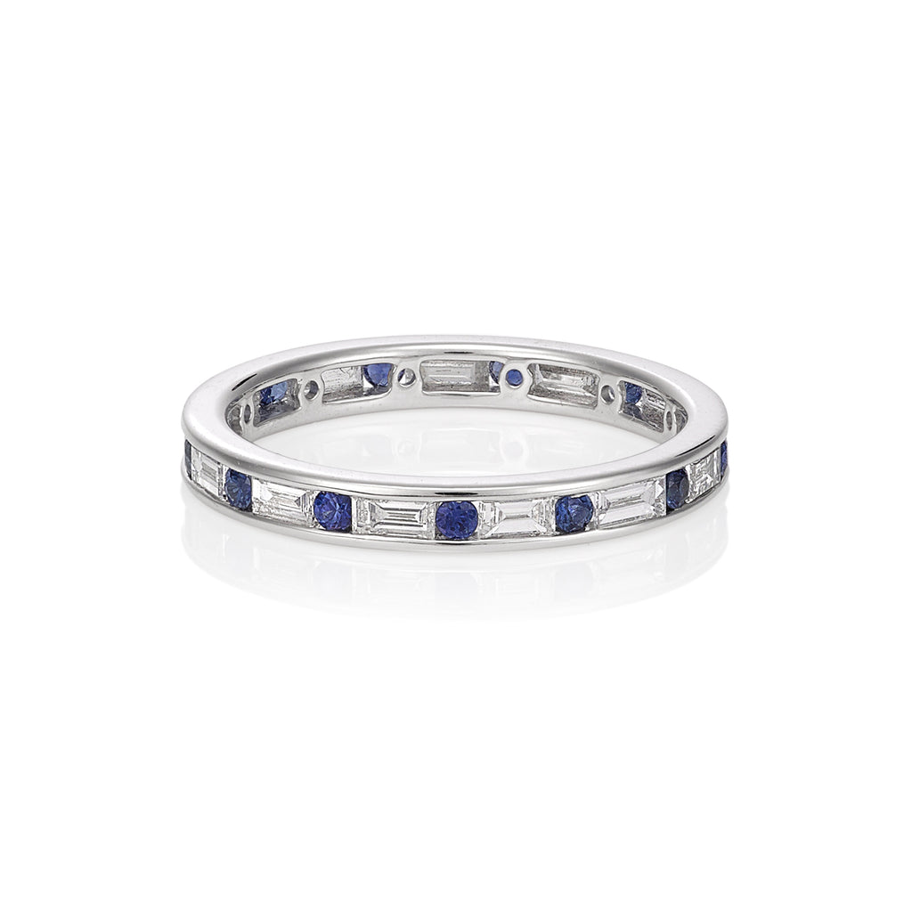 Emerald cut sapphire and baguette ring – Jahan Diamond Imports